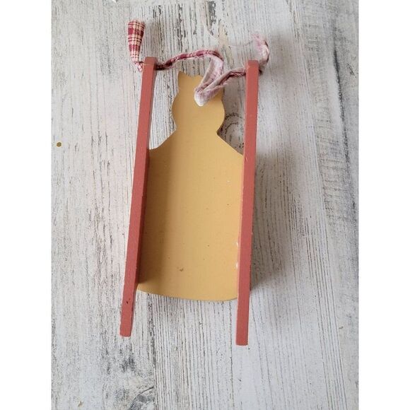 Wooden Gingerbread Girl sled ornament Xmas Decor heart - Picture 4 of 5